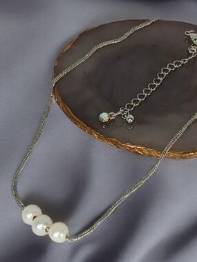 Cultured Pearls Silver Necklace Office Siren Corpcore Downtown Grunge Coastal